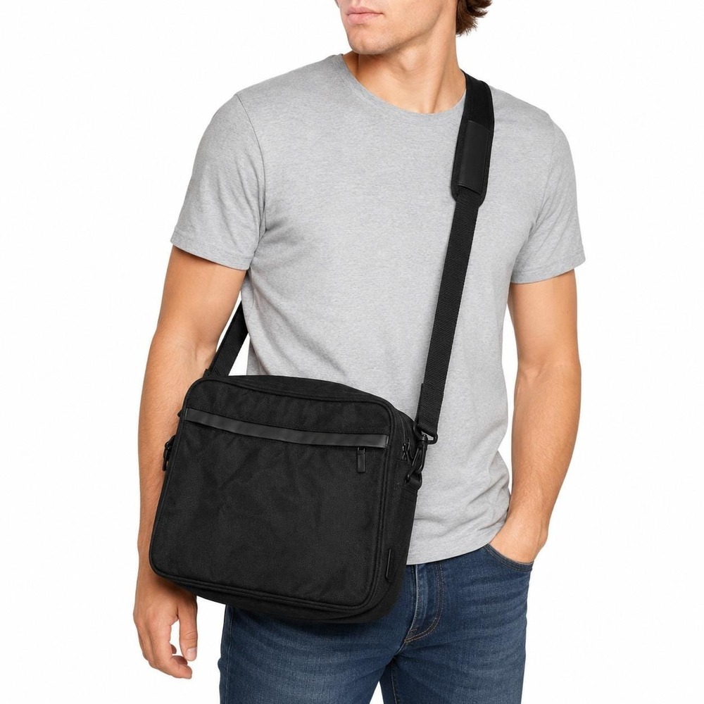 Hartmann Messenger Bag‎ Unisex Large Black The Moderns Ballistic Nylon Leather